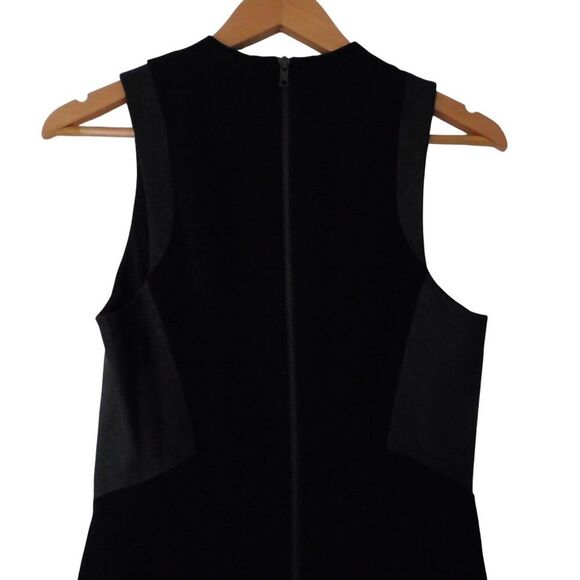 Helmut Lang Dress Black Leather Trim Wool Blend Cowl Neck Sleeveless Size 6 Wool - Picture 7 of 10